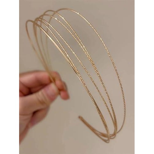 Gold Multi Strand Textured Metal Headband Hair Accessory Layered Halo Crown